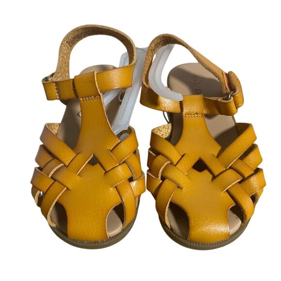 Cat & Jack Ella Girls Sandals Size 8 Faux Leather Adjustable Strap Cognac Boho - Picture 1 of 7